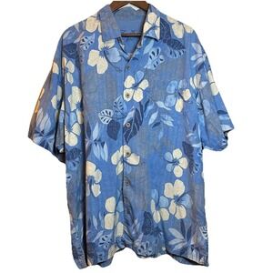 Tommy Bahama Men's Silk Blue Floral Hawaiian Shirt Size XXL